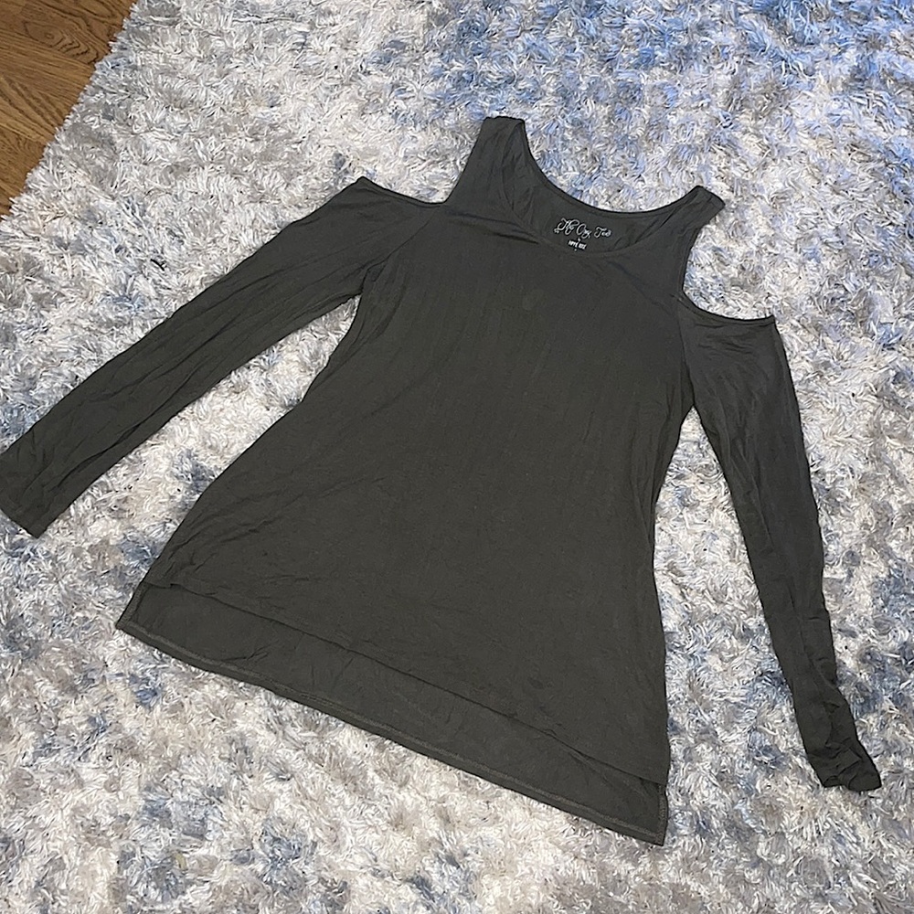 Hippie Rose Dark Green Cut Out Long Sleeve Top